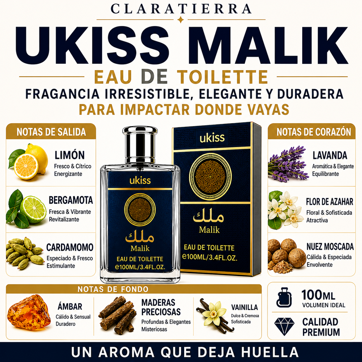 Perfume Ukiss Malik 100ml – Fragancia Irresistible, Elegante y Duradera Para Impactar Donde Vayas