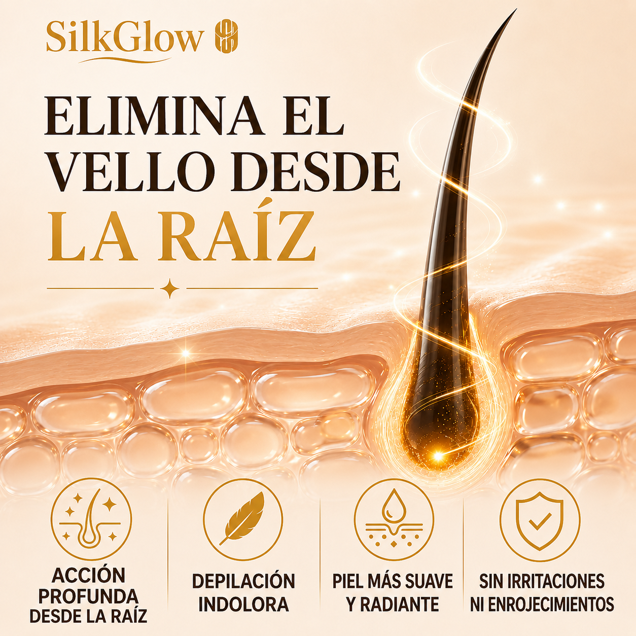 SilkGlow: la depilación indolora y sin fisuras deja la piel suave, radiante y libre de irritaciones.