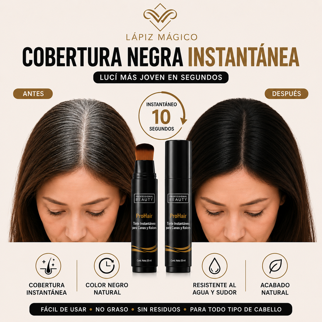 Lápiz Mágico: Cobertura Negra Instantánea en Segundos, Sin Tinte ni Manchas