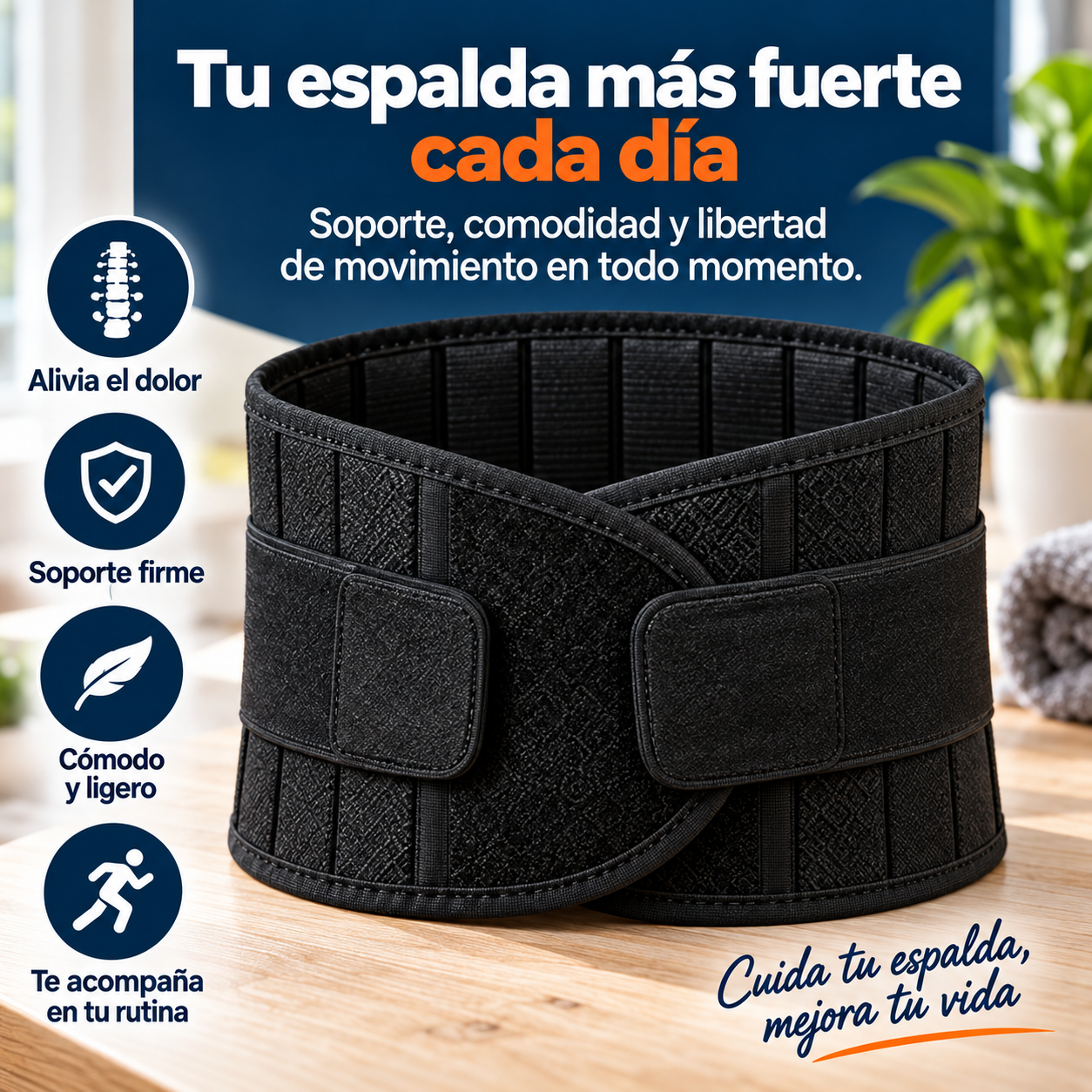 Cinturón de soporte térmico ajustable - Acompaña tu espalda todos los días