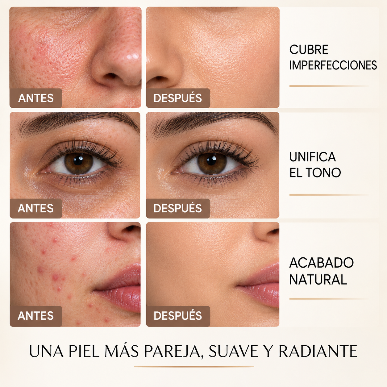 Base de Colágeno Hidratante - Cobertura Perfecta. Hidratación Profunda. Piel Radiante Todo el Día.