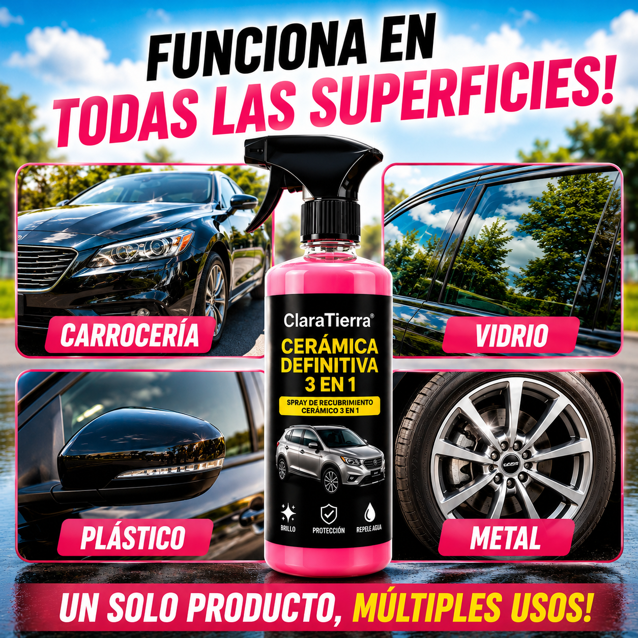 Cerámica Definitiva 3 en 1 - El brillo espejo y la protección cerámica que tu auto merece en solo minutos.