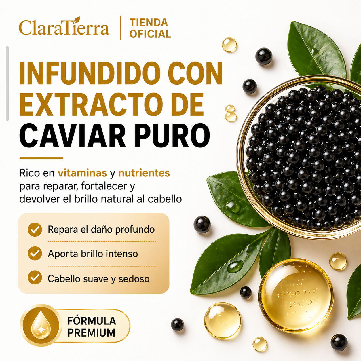 Sérum Capilar Revitalizante de Caviar – Reparación Profunda, Brillo y Transformación Instantánea del Cabello