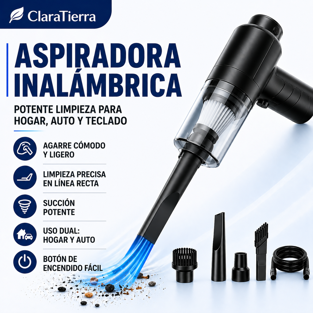 Aspiradora Mini Inalámbrica – Potente Soplador de Aire Sin Cable para Limpieza de Auto, Hogar y Teclado