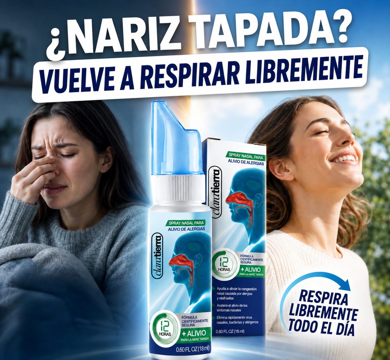 Spray Nasal para el Alivio de las Alergias – Alivio Rápido por Hasta 12 Horas