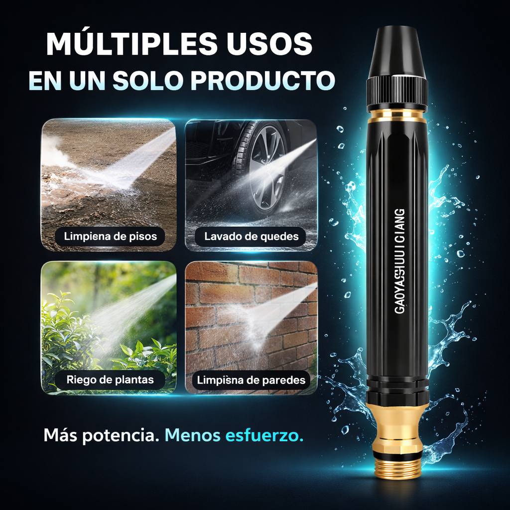 Boquilla de Alta Presión Pro - Convierte tu manguera en una máquina de limpieza profesional en segundos