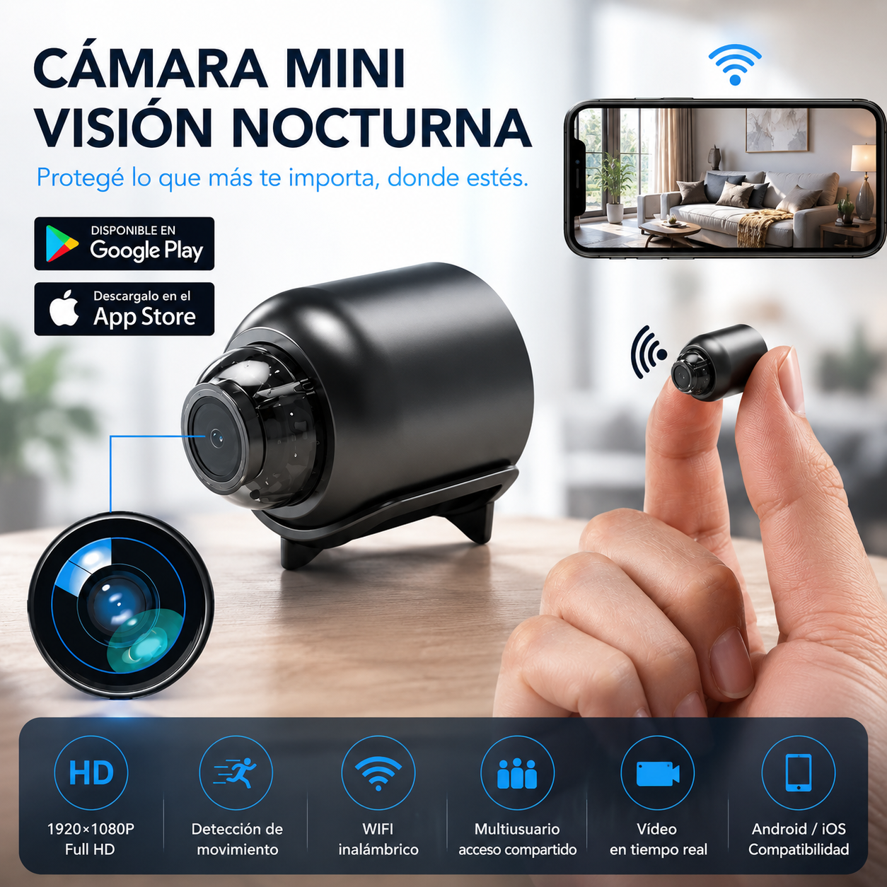 Mini Cámara Espía Full HD Con Visión Nocturna