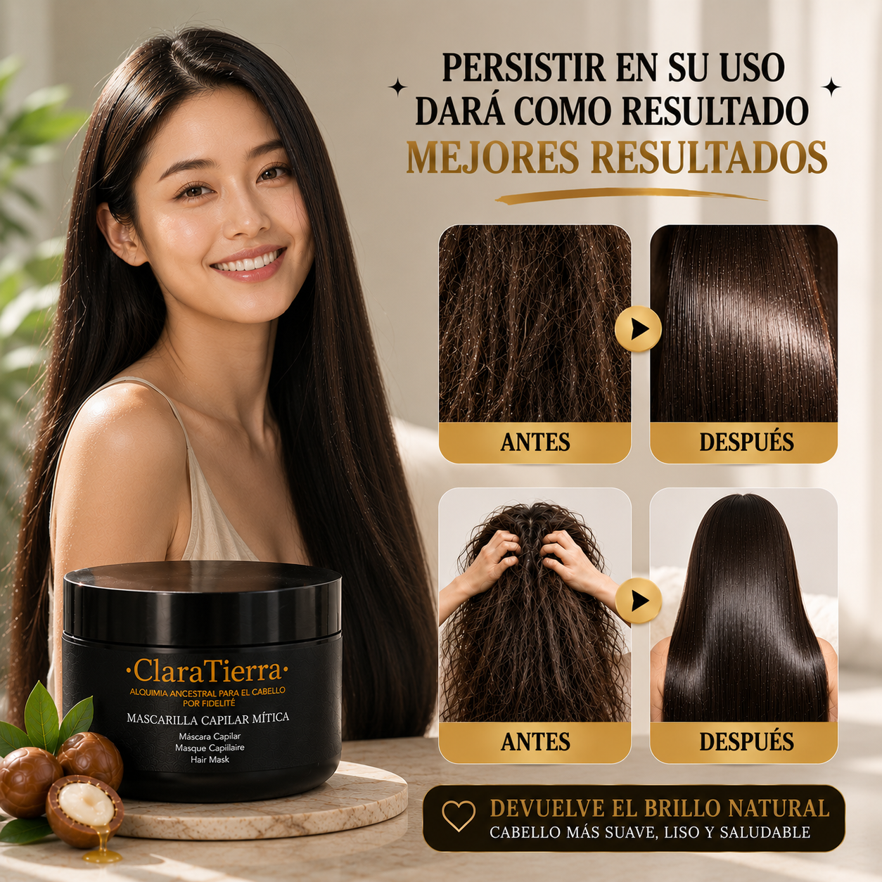Mascarilla capilar mítica - transforma tu cabello seco y dañado en un cabello suave y brillante.