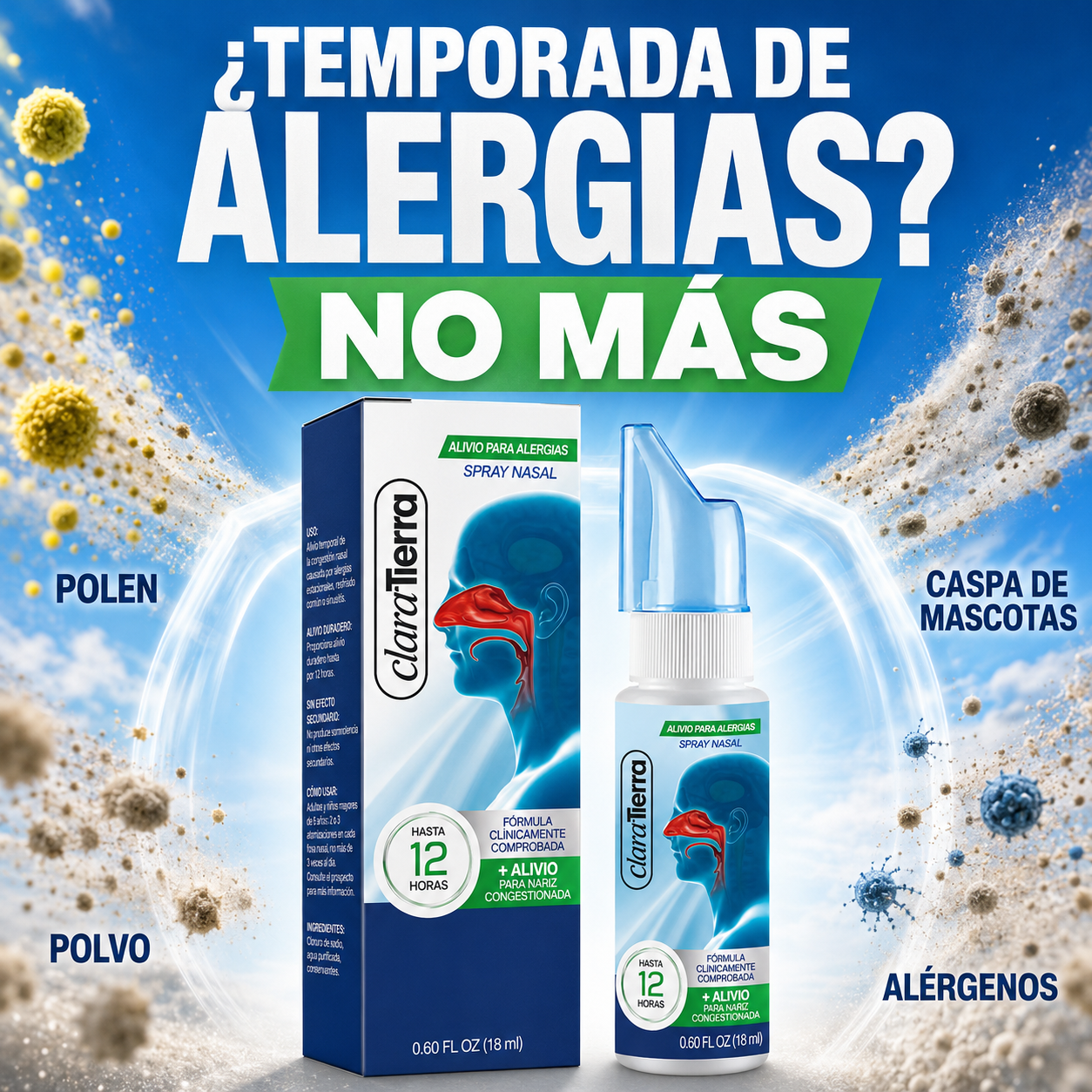 Spray Nasal para el Alivio de las Alergias – Alivio Rápido por Hasta 12 Horas