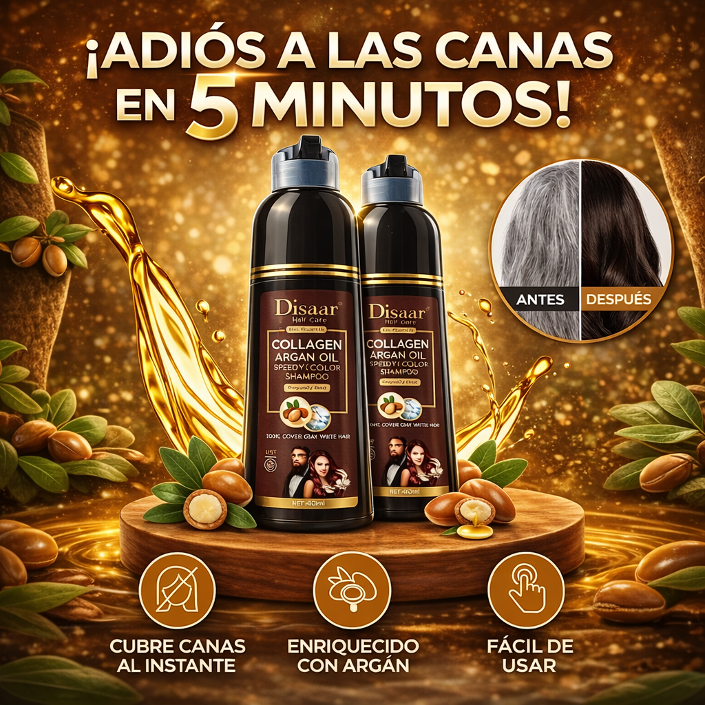 Disaar - Shampoo colorante rápido con colágeno y aceite de argán