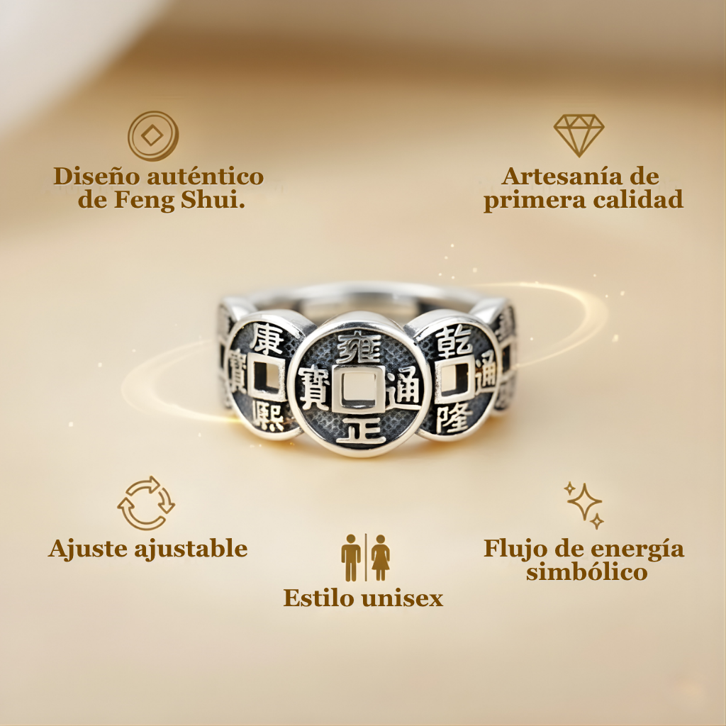 Anillo de la fortuna Feng Shui (Oferta 2x1): Atrae riqueza, suerte y energía positiva