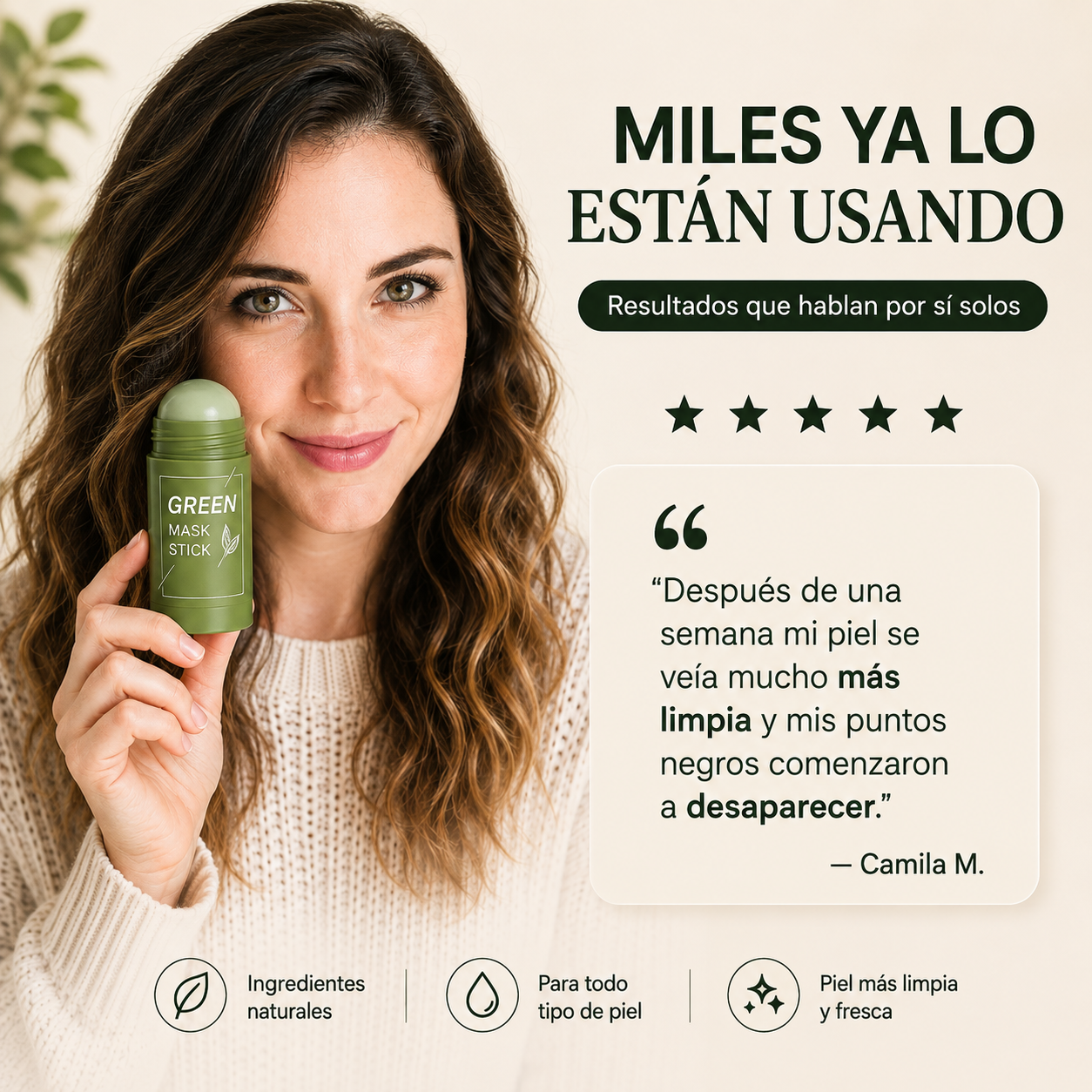 Mascarilla Purificante en Barra de Té Verde