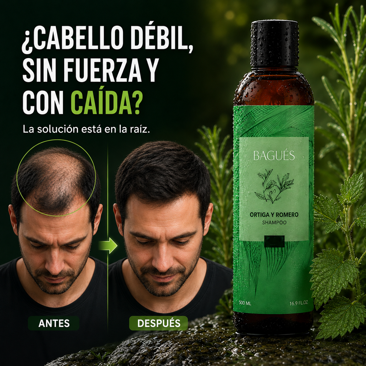 BAGUÉS Shampoo Fortalecedor de Ortiga y Romero