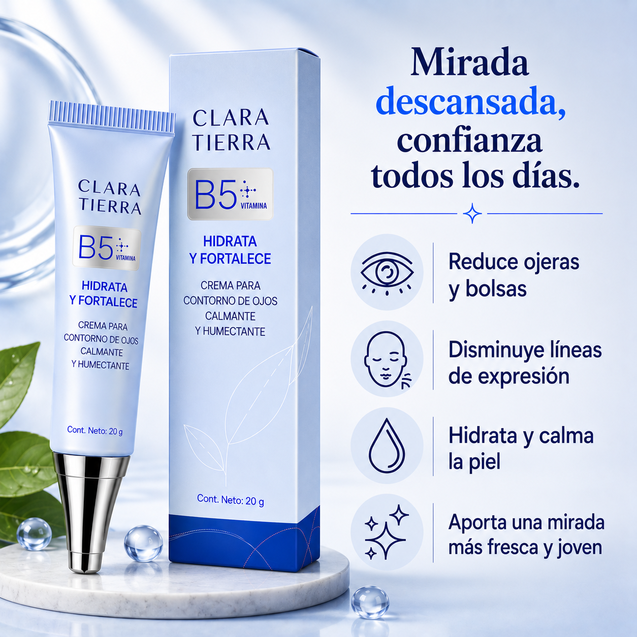 Clara Tierra Mirada Viva - Crema Renovadora para Contorno de Ojos