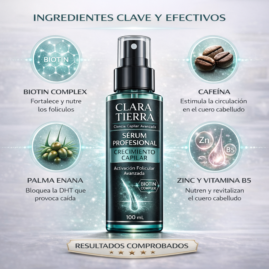 Clara Tierra – Sérum Profesional Crecimiento Capilar