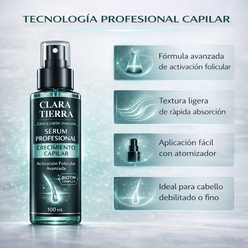 Clara Tierra – Sérum Profesional Crecimiento Capilar