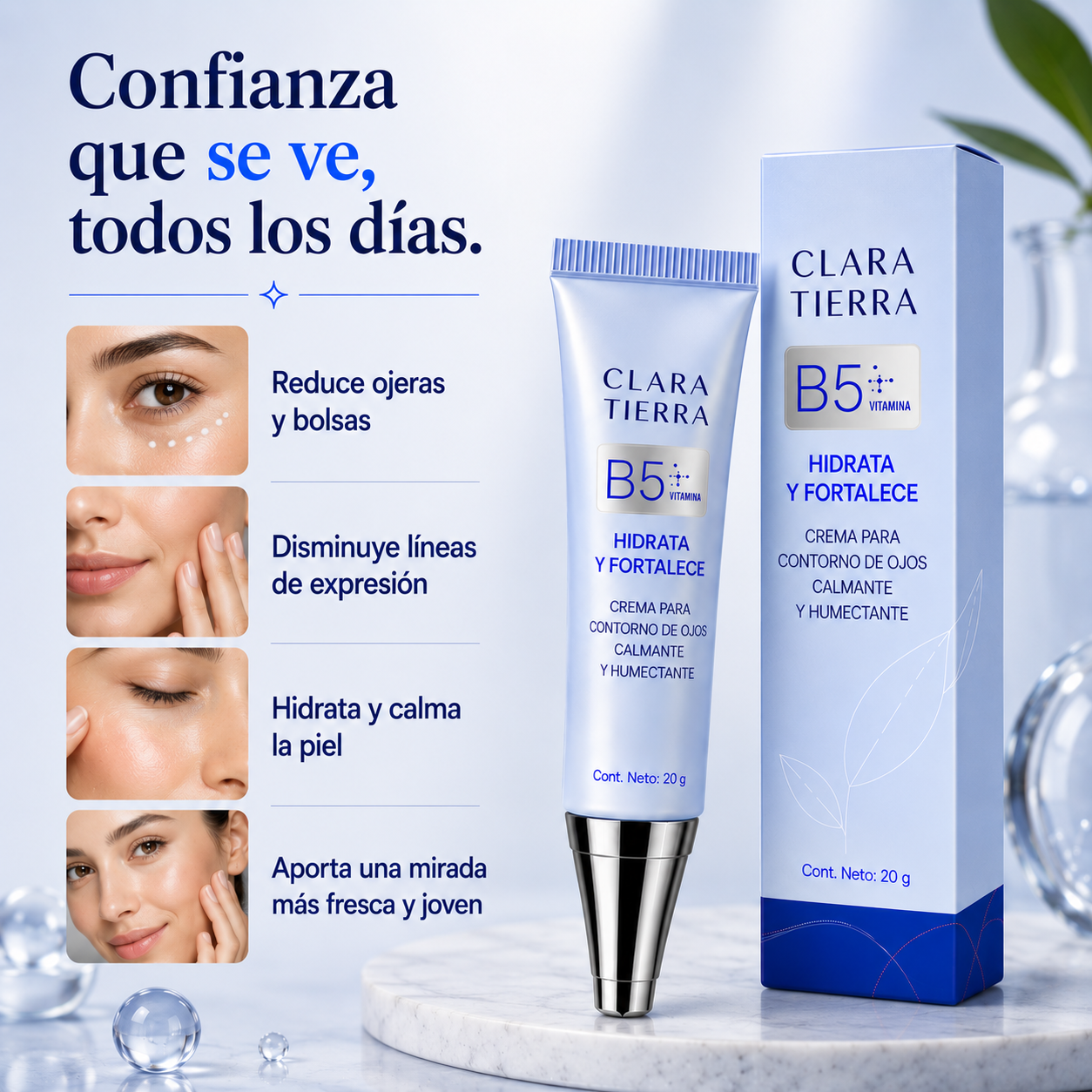 Clara Tierra Mirada Viva - Crema Renovadora para Contorno de Ojos