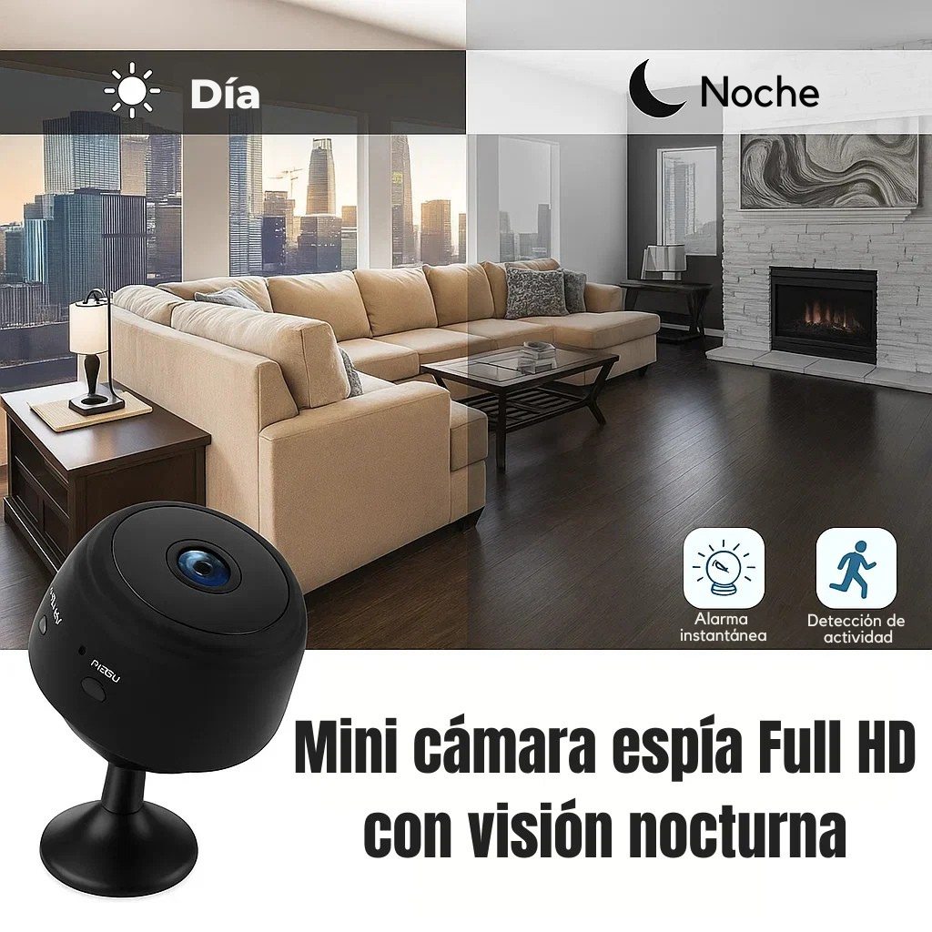 Mini cámara espía Full HD con visión nocturna – Discreta, Inalámbrica y Activada por Movimiento