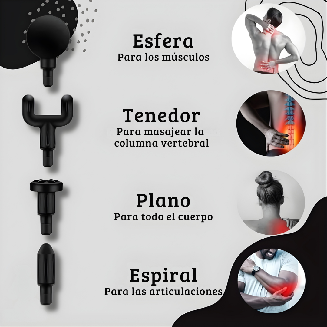 Pistola de masaje 4 en 1: Recuperación muscular profesional en casa