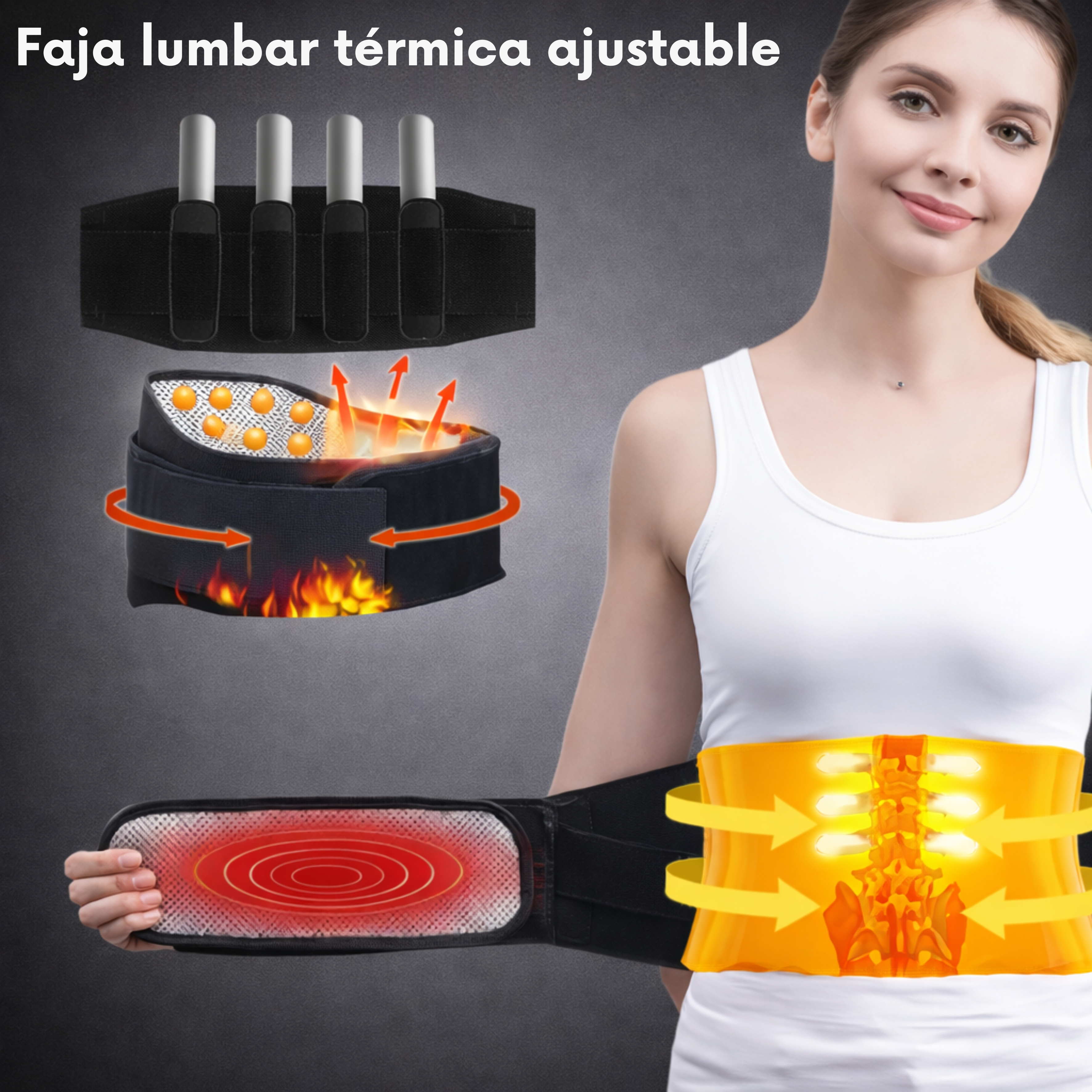 Faja lumbar térmica ajustable