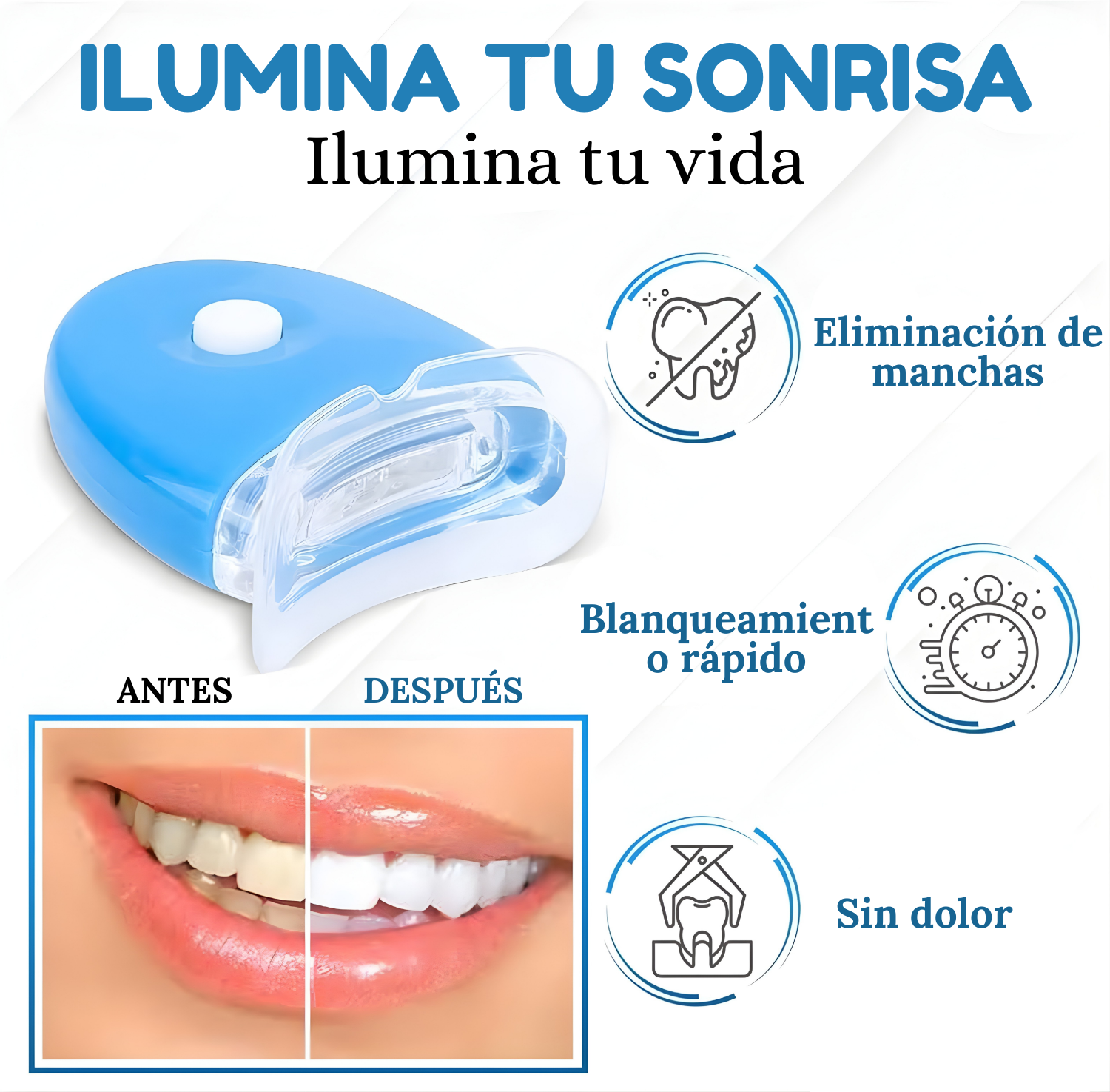 Kit de blanqueamiento dental con luz LED UV: sonrisas más brillantes y saludables en cuestión de días