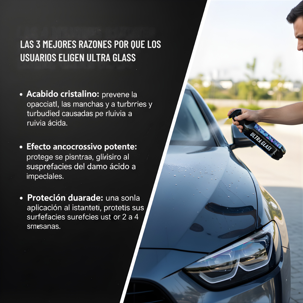 ULTRA GLASS – Spray protector contra la lluvia ácida para superficies cristalinas y sin daños