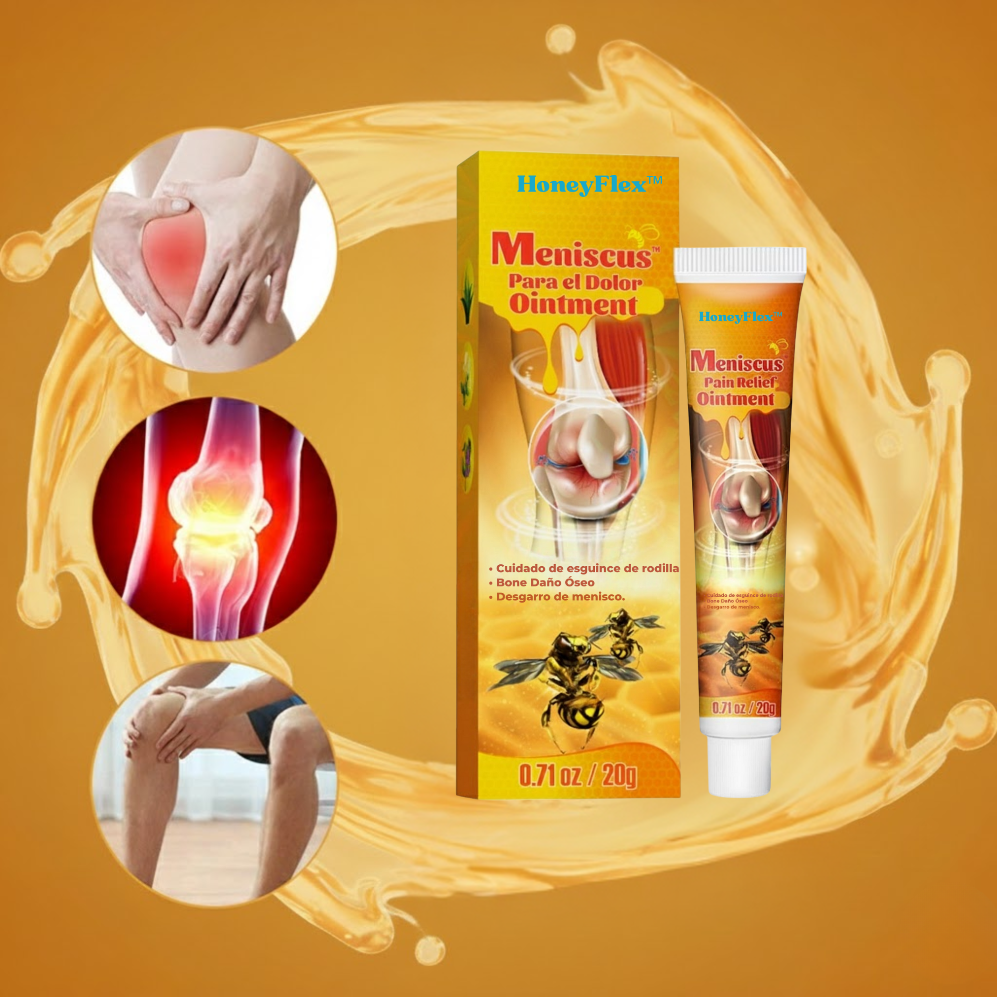 HoneyFlex™ - Ungüento para Dolor de Menisco y Articulaciones