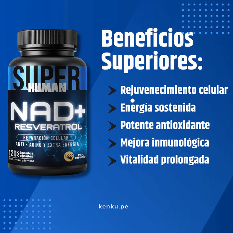 NAD+ Resveratrol - Cellular Repair Capsules for Anti-Aging and Extra Energy (60 Capsules)