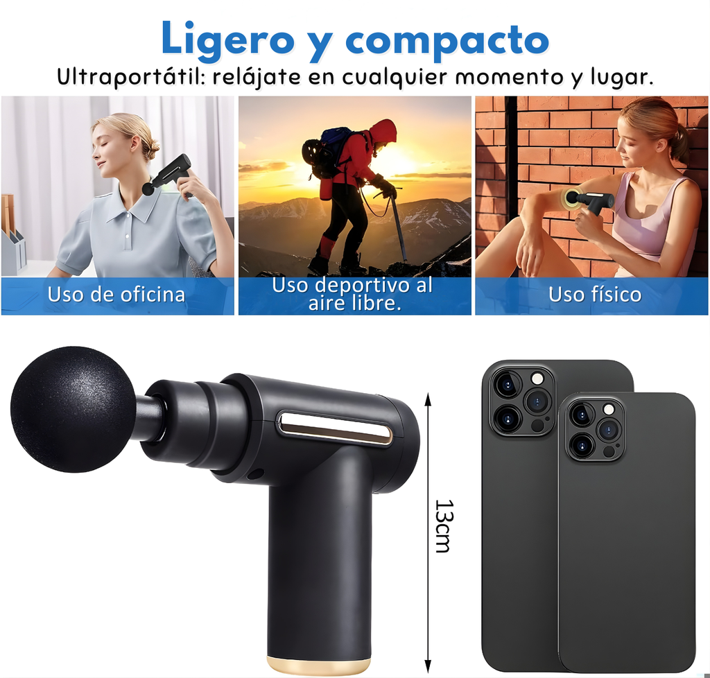 Pistola de masaje 4 en 1: Recuperación muscular profesional en casa