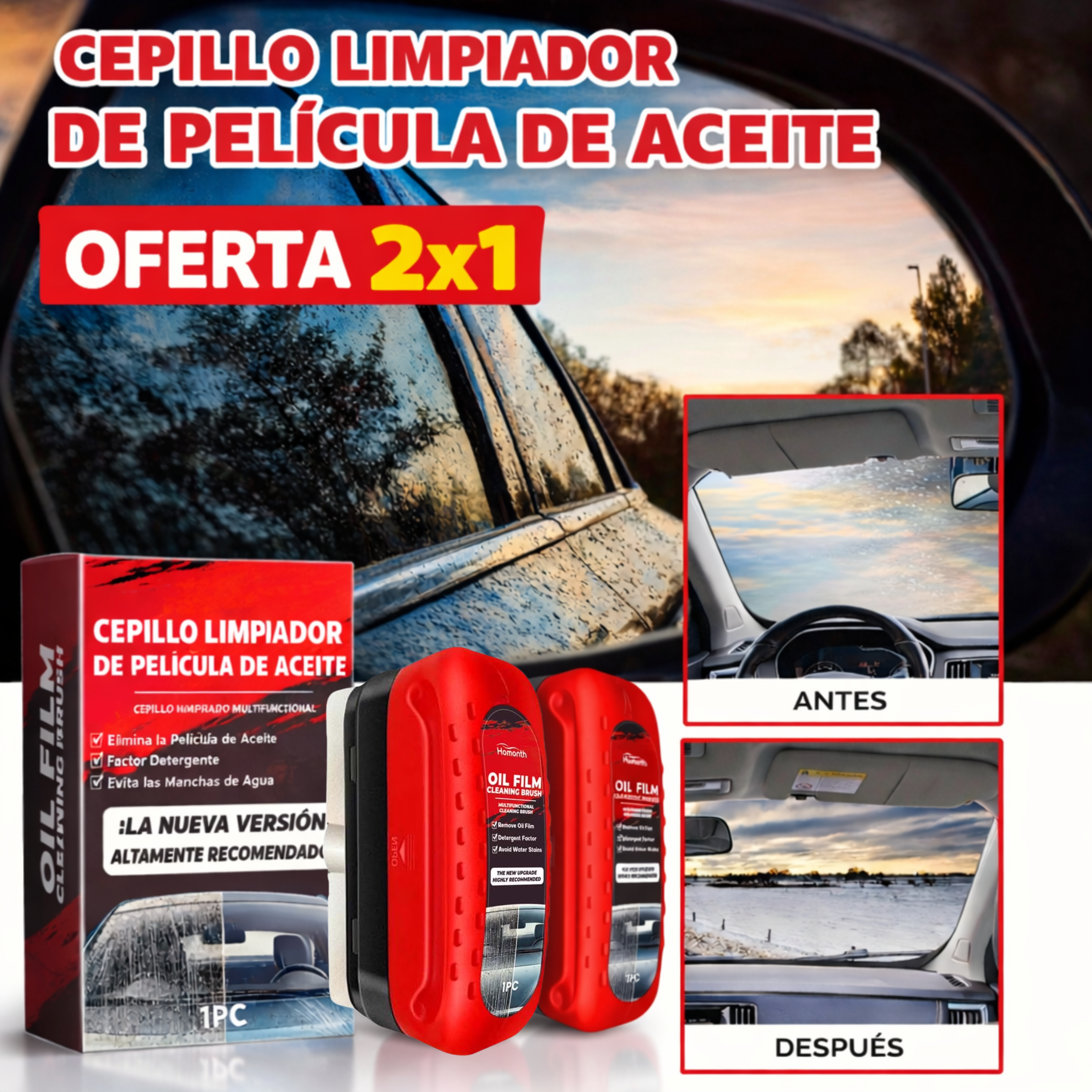 Cepillo Limpiador de Película de Aceite — Mejora la Claridad y la Visibilidad (Oferta 2x1)