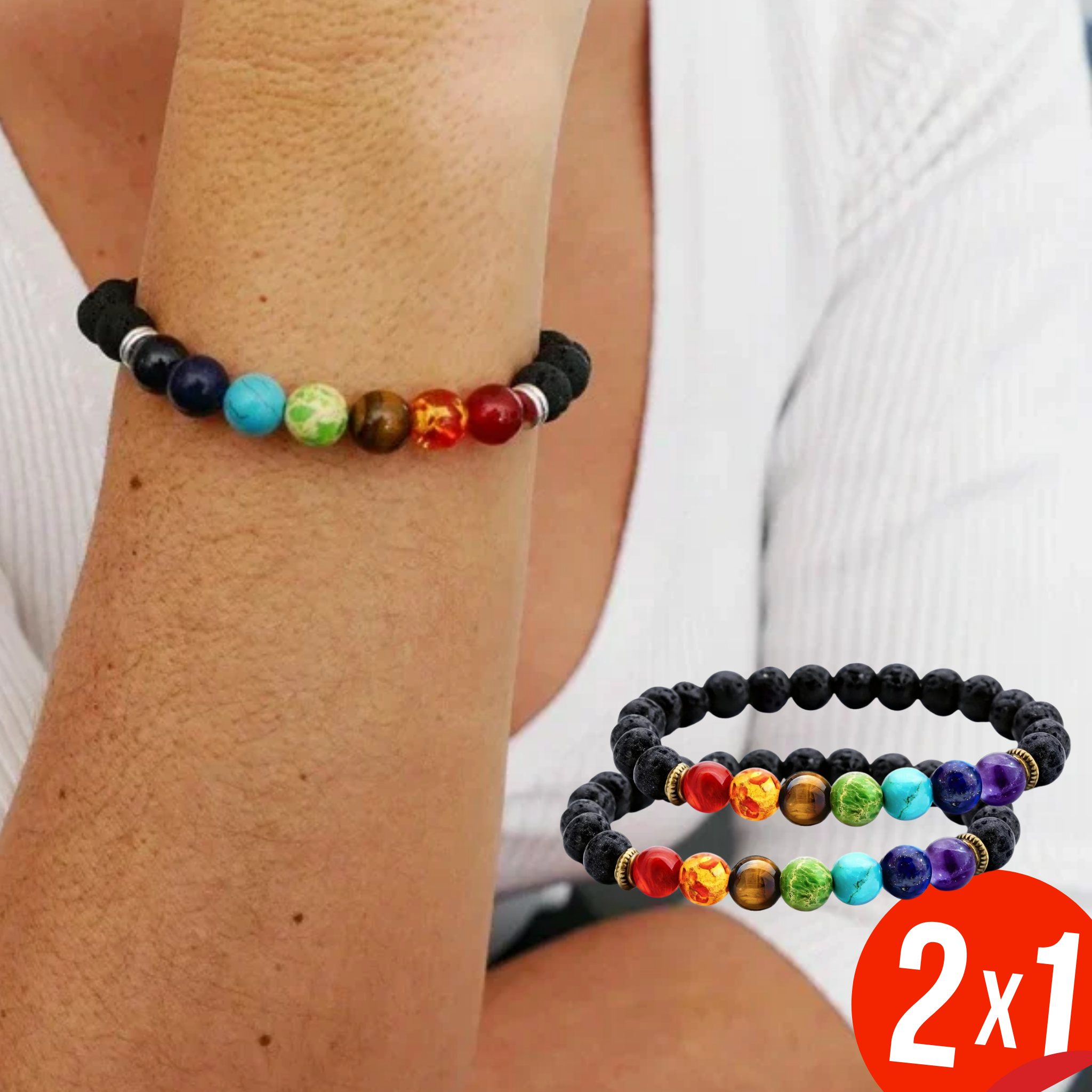 Pulsera de Sanación 7 Chakras ✨ 2x1 Equilibrio y Energía Interior
