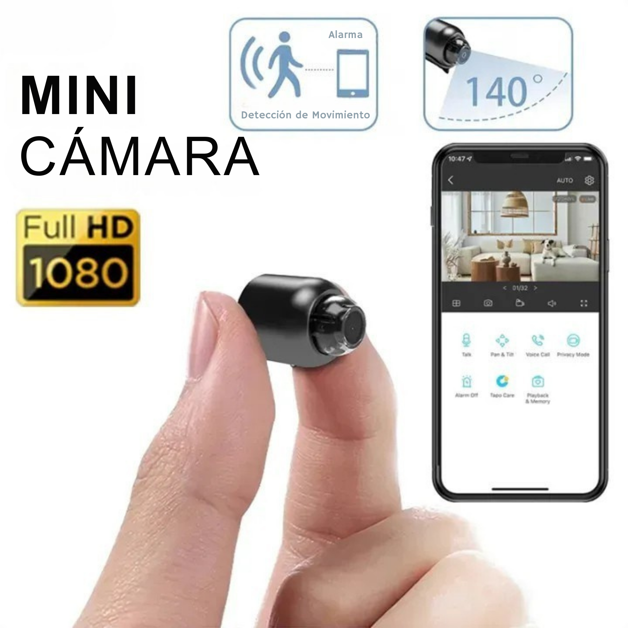 Mini Cámara Espía 4K Ultra Discreta – Seguridad Invisible en la Palma de tu Mano