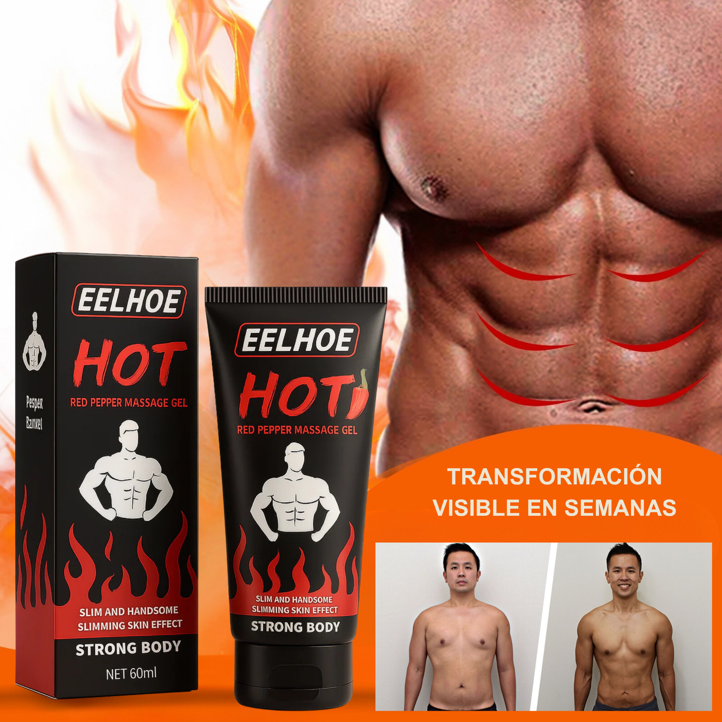 Hot Gel Active – Gel Reductor con Efecto Calor para Quemar Grasa y Tonificar la Piel