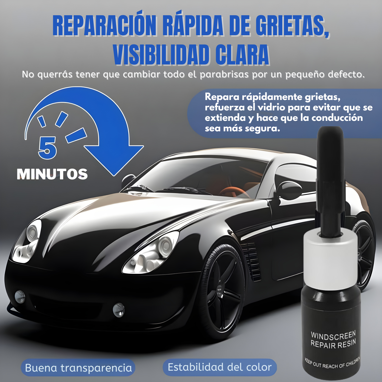 Resina reparadora de parabrisas - Repara grietas en el parabrisas al instante: sin necesidad de mecánico.