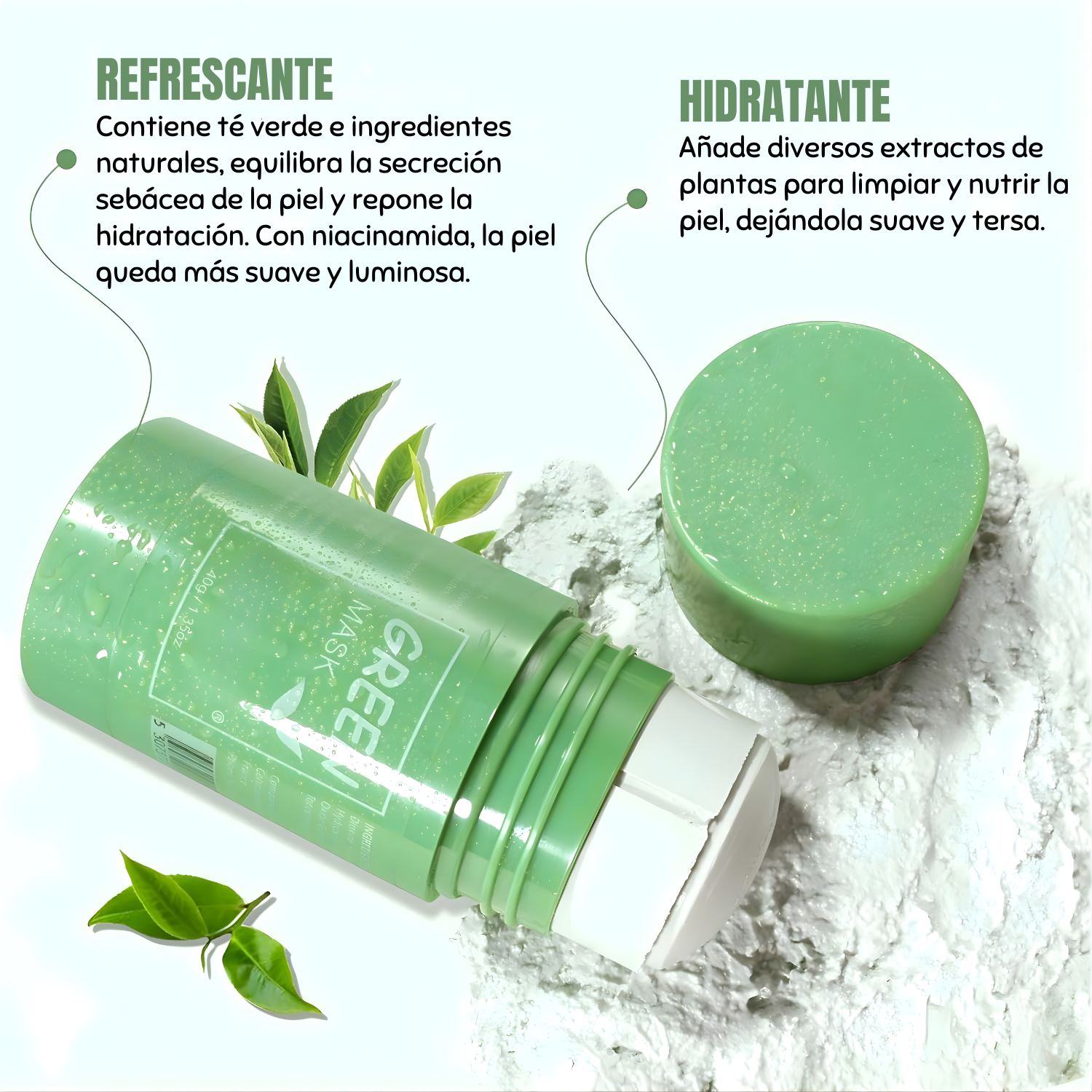 Mascarilla de té verde en barra: desintoxica y brilla al instante