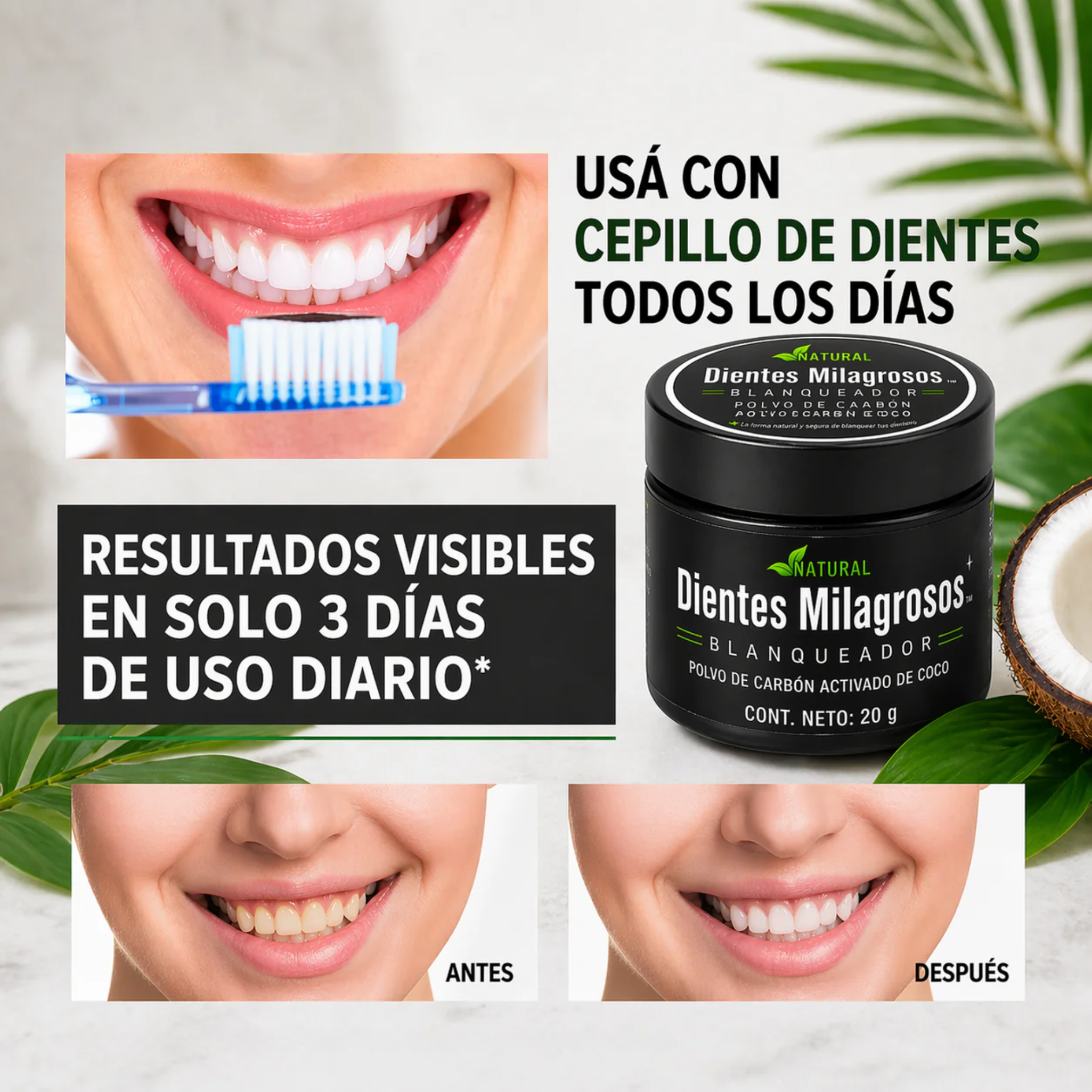 Dientes Milagrosos Blanqueador - Convertí cada cepillado en un tratamiento blanqueador