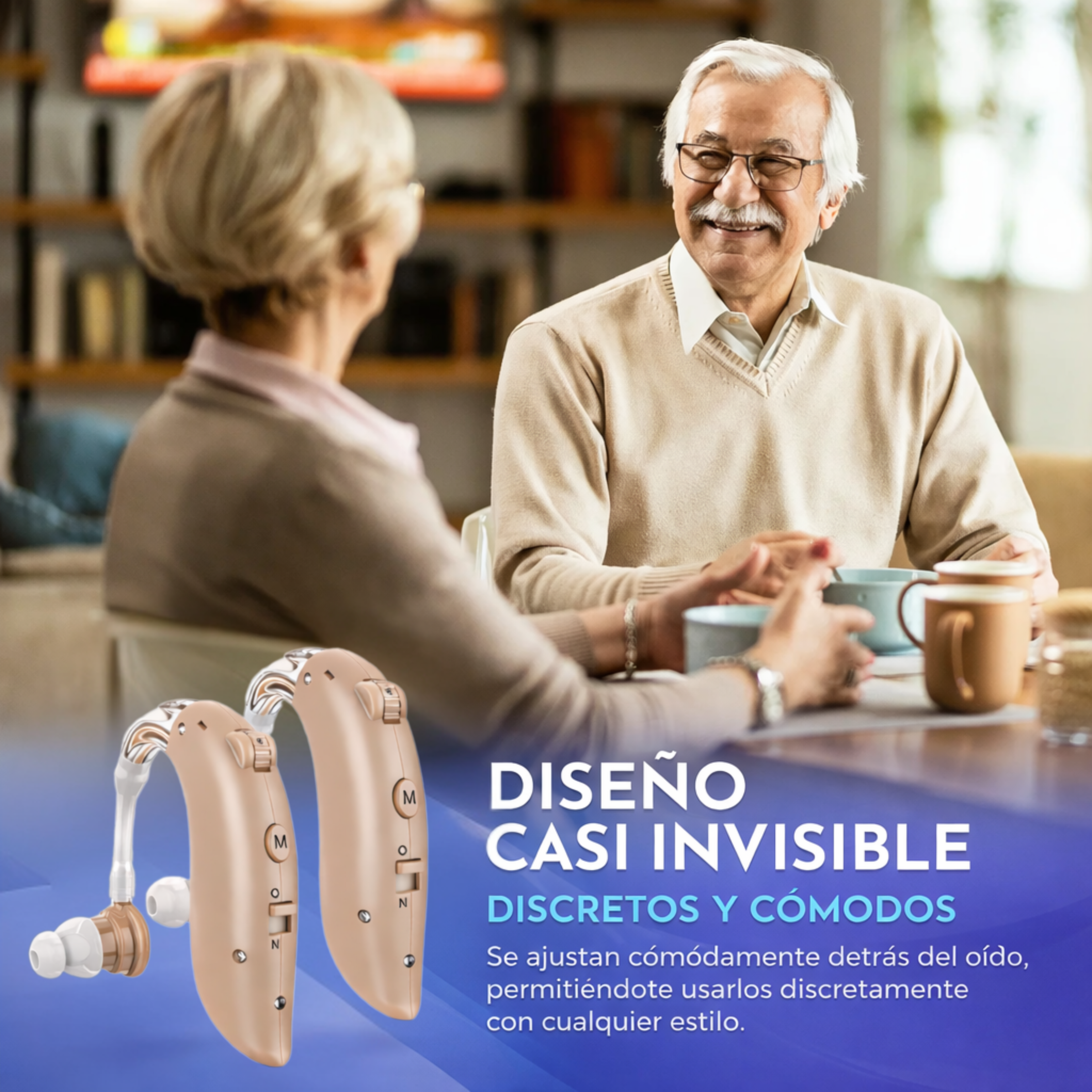 Audífono Digital  — amplificador de sonido digital BTE portátil para personas mayores con pérdida auditiva