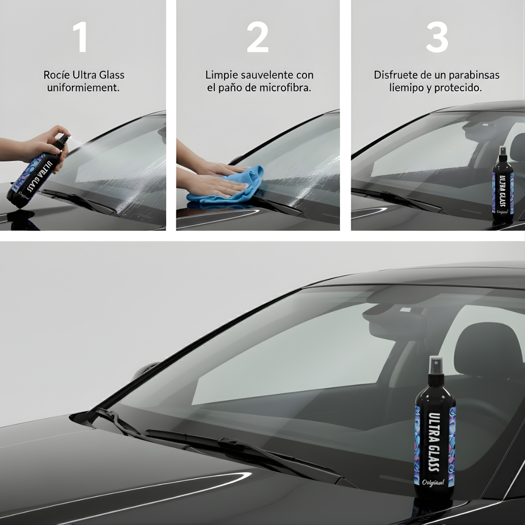 ULTRA GLASS – Spray protector contra la lluvia ácida para superficies cristalinas y sin daños