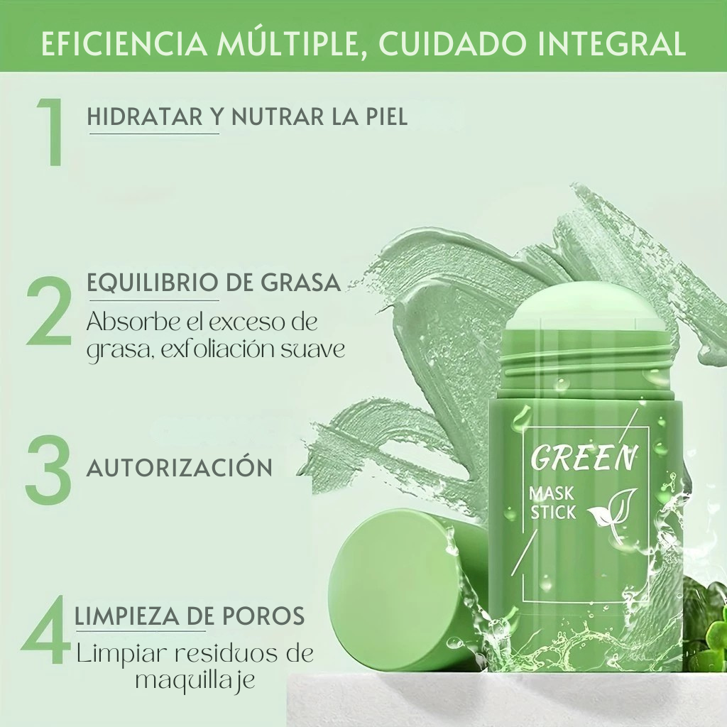 Mascarilla Verde en Barra: ¡Adiós a los poros y puntos negros, hola a una piel radiante y limpia!