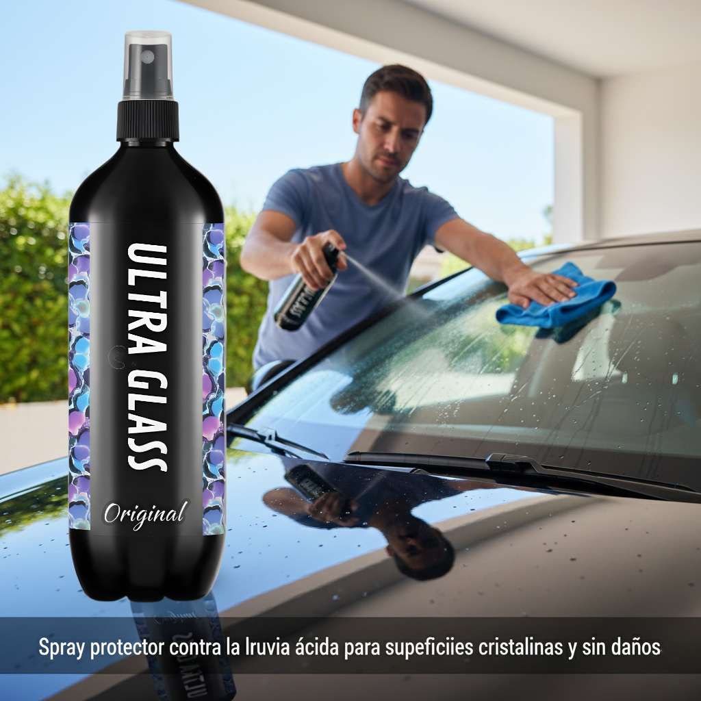 ULTRA GLASS – Spray protector contra la lluvia ácida para superficies cristalinas y sin daños