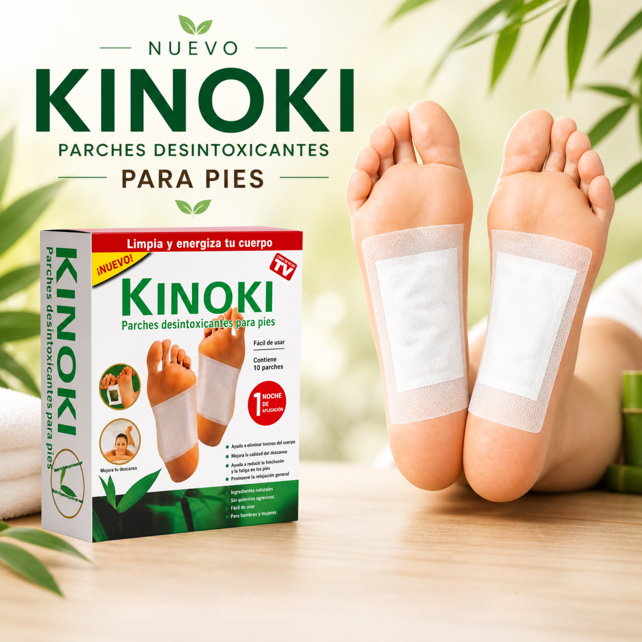 Kinoki Parches Detox para Pies - Dormí igual. Sentite completamente diferente.