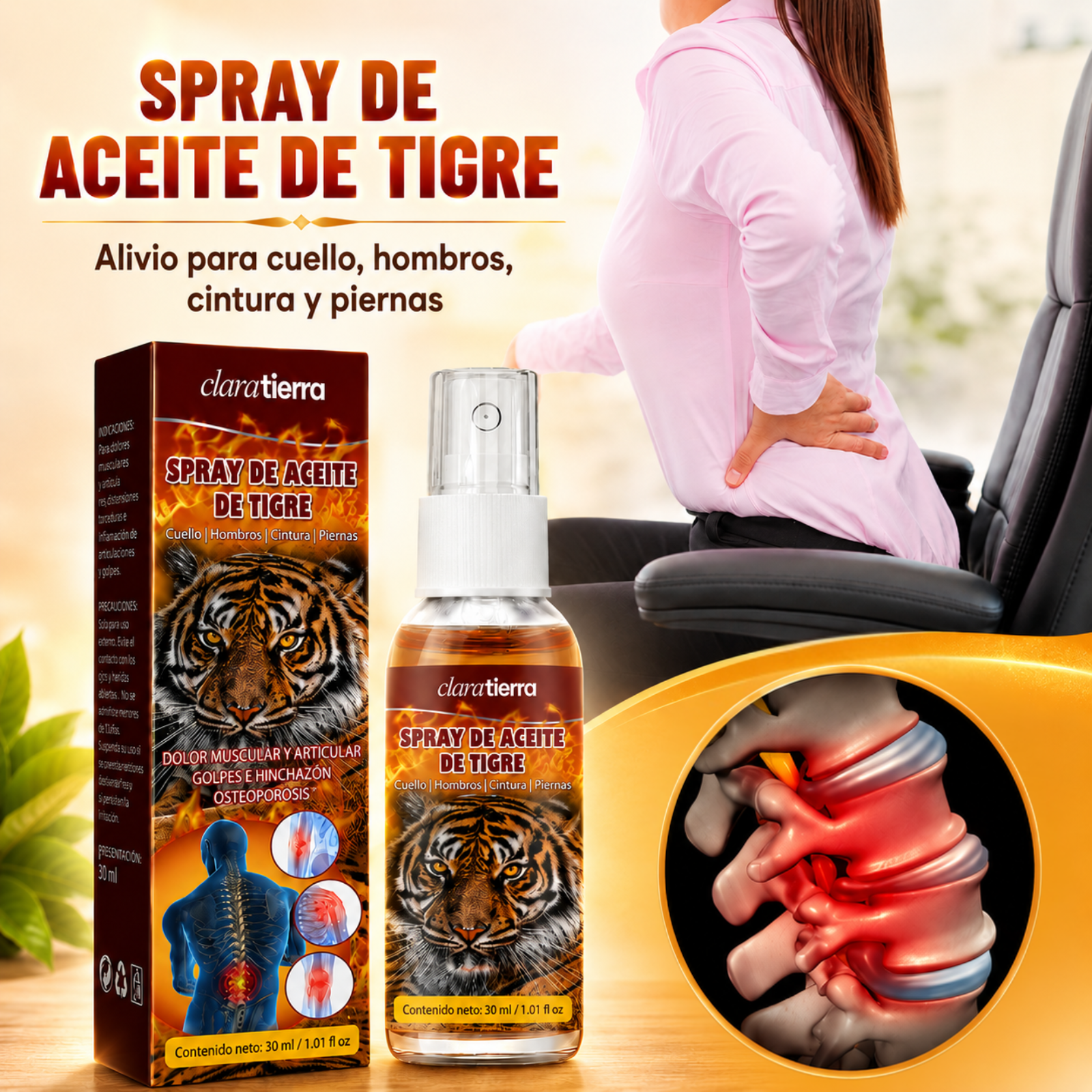 Spray de Aceite para Alivio Intensivo del Dolor - Alivio potente. Confort directo.