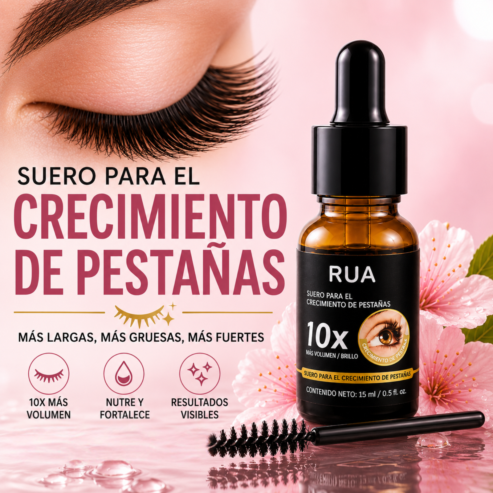 Sérum RUA 10X para Crecimiento y Brillo de Pestañas