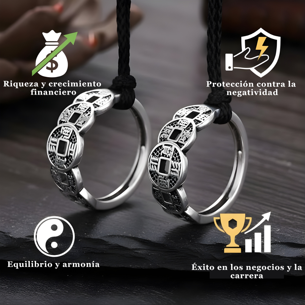 Anillo de la fortuna Feng Shui (Oferta 2x1): Atrae riqueza, suerte y energía positiva
