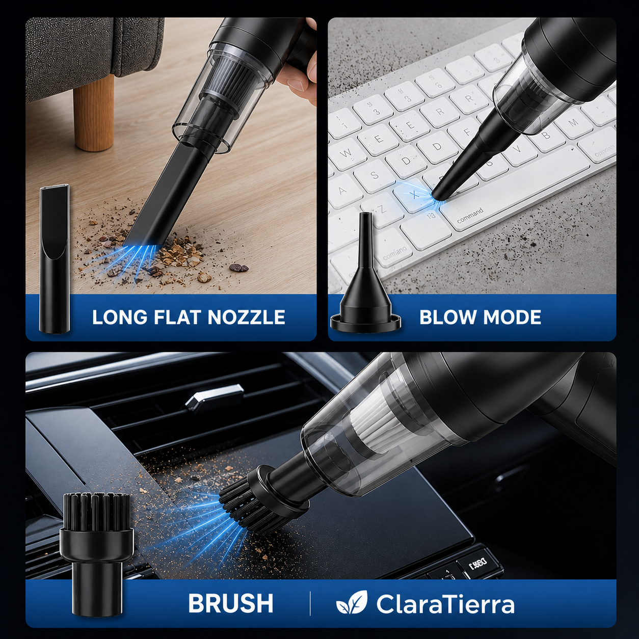 Aspiradora Mini Inalámbrica – Potente Soplador de Aire Sin Cable para Limpieza de Auto, Hogar y Teclado