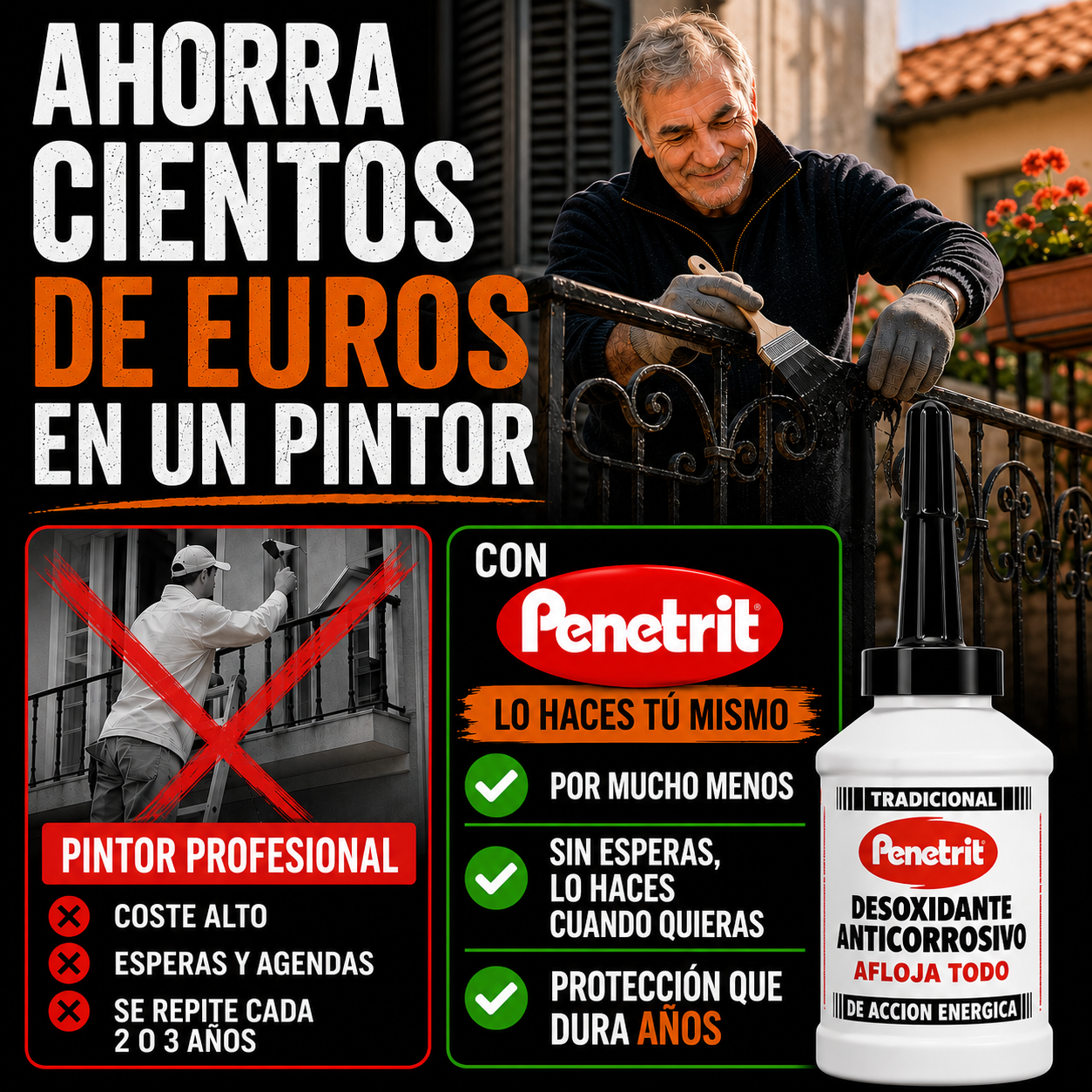 Desoxidante Anticorrosivo - Elimina el Óxido y deja tus rejas como nuevas, sin lijar ni llamar a un pintor.