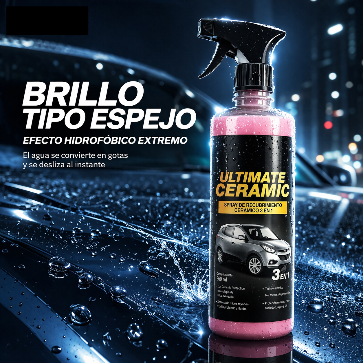 Cérámica HydroShield Spray – Recubrimiento nanocerámico avanzado para un brillo intenso y una protección duradera.