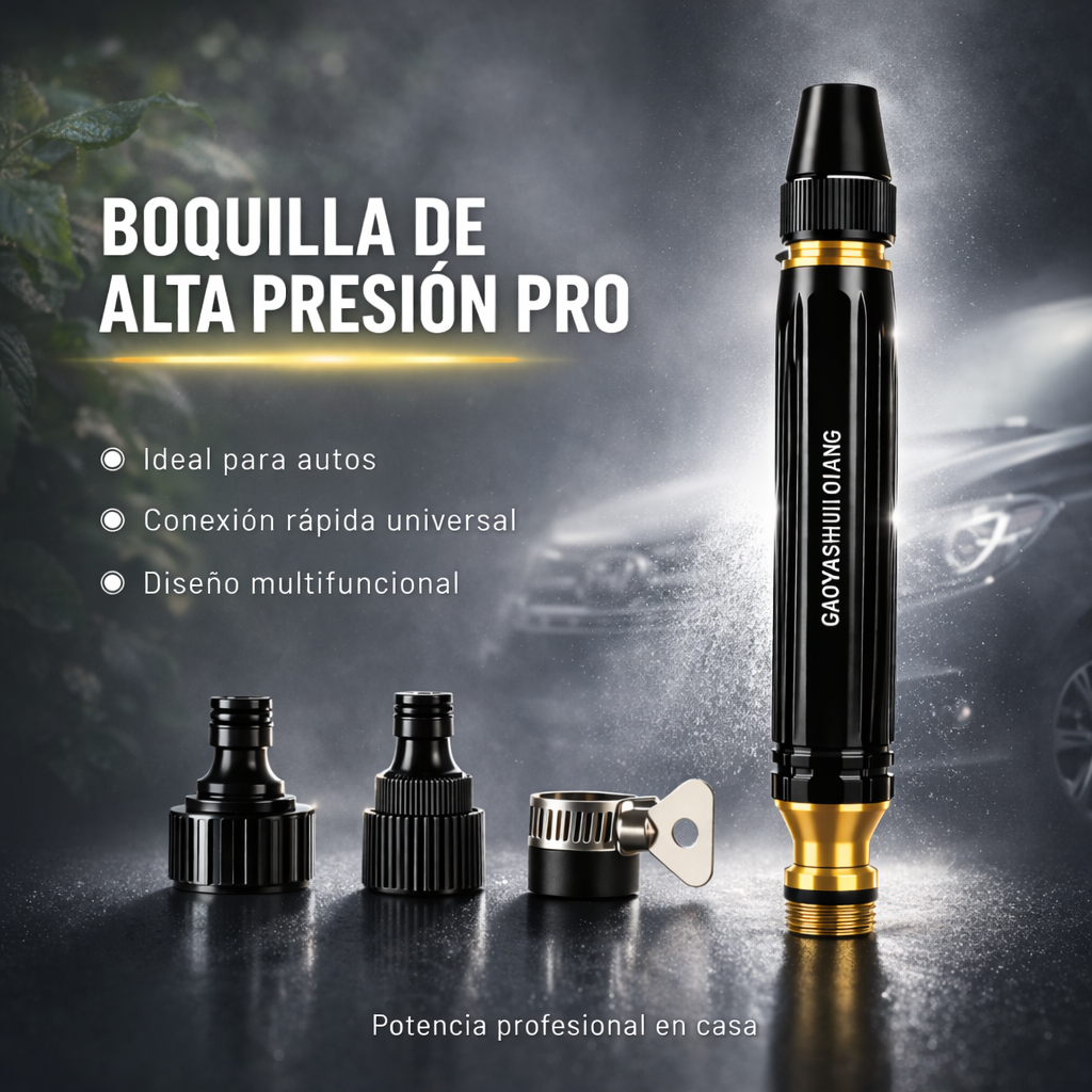 Boquilla de Alta Presión Pro - Convierte tu manguera en una máquina de limpieza profesional en segundos