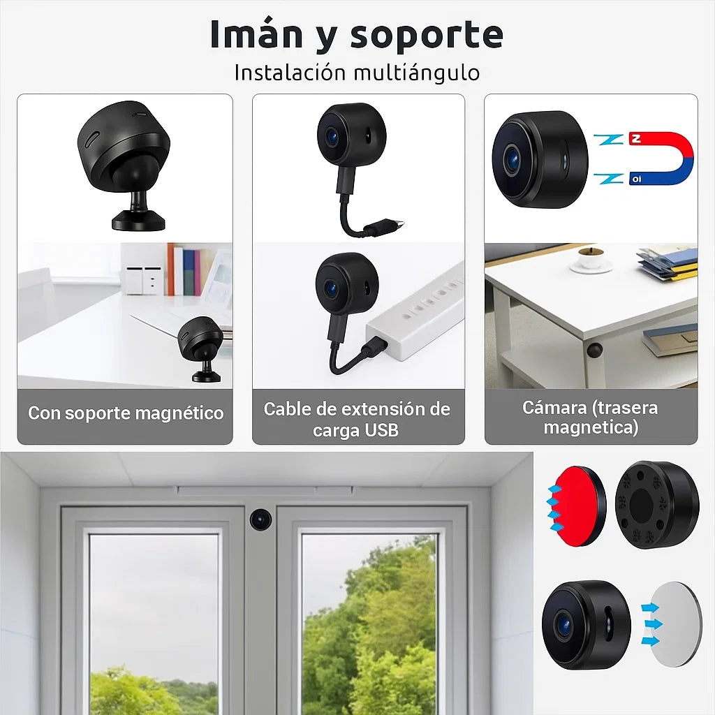 Mini cámara WiFi 1080P: Detección de Movimiento y Visión Nocturna