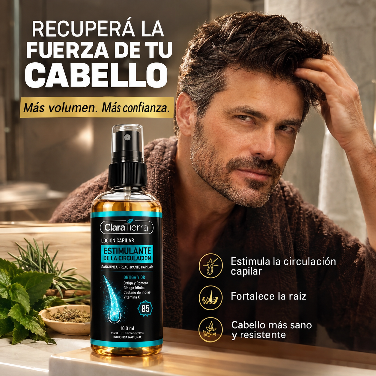 ACTIVADOR DE CRECIMIENTO CAPILAR CLARATIERRA - Más fuerza. Más volumen. Más confianza.